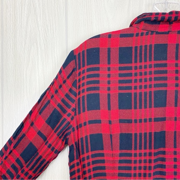 Cabi | Lodge Ruffle Red & Black Plaid Button Down Shirt Size XS - Picture 8 of 14